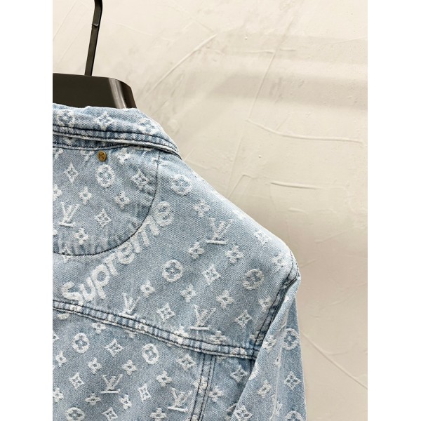 Lv ルイヴィトンブランドデニムジャケット メンズ Gジャン ジージャン ビッグシルエット 大きいサイズ ストレッチ 伸縮性 色落ち ビンテージ おしゃれ ブランド ネイビー ブルー カジュアル ユニセックス