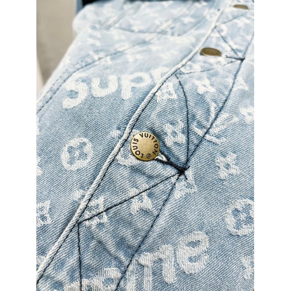 Lv ルイヴィトンブランドデニムジャケット メンズ Gジャン ジージャン ビッグシルエット 大きいサイズ ストレッチ 伸縮性 色落ち ビンテージ おしゃれ ブランド ネイビー ブルー カジュアル ユニセックス