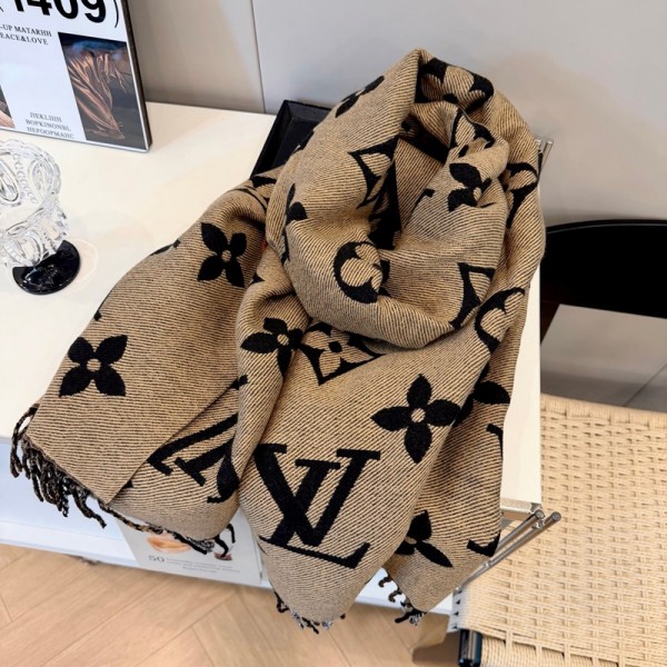Lv ルイヴィトンハイブランド 秋冬 マフラーメンズ 大判ショール 暖かい春秋 スカーフ ファッション 使い心地よい男女兼用 リバーシブルマフラー 肩掛け