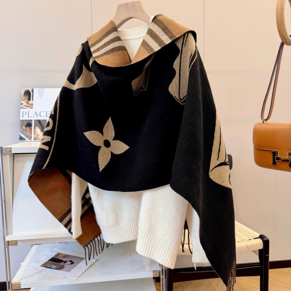 Lv ルイヴィトンハイブランド 秋冬 マフラーブランドパロディ ストール 激安ファッション ふさ飾り 男女兼用 ギフト男女兼用 リバーシブルマフラー 肩掛け