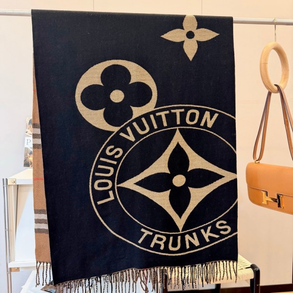 Lv ルイヴィトンハイブランド 秋冬 マフラーブランドパロディ ストール 激安ファッション ふさ飾り 男女兼用 ギフト男女兼用 リバーシブルマフラー 肩掛け