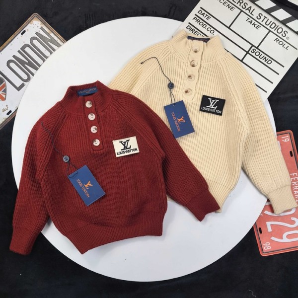 Lv ルイヴィトンハイブランド子供服 セーター キッズアウター ハイネック ニット 90-150cm コート 男の子 ボーイズ 男児 キッズ ジュニア カジュアル 長袖 ジップアップ ジッパー 韓国風 おしゃれ ハイネック 普段着 羽織 前開き 通園 通学 春秋