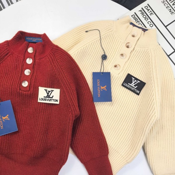 Lv ルイヴィトンハイブランド子供服 セーター キッズアウター ハイネック ニット 90-150cm コート 男の子 ボーイズ 男児 キッズ ジュニア カジュアル 長袖 ジップアップ ジッパー 韓国風 おしゃれ ハイネック 普段着 羽織 前開き 通園 通学 春秋