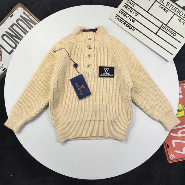 Lv ルイヴィトンハイブランド子供服 セーター キッズアウター ハイネック ニット 90-150cm コート 男の子 ボーイズ 男児 キッズ ジュニア カジュアル 長袖 ジップアップ ジッパー 韓国風 おしゃれ ハイネック 普段着 羽織 前開き 通園 通学 春秋