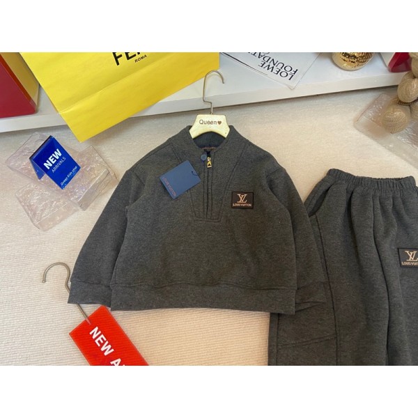 Lv ルイヴィトンブランド子供服 男の子 セットアップ パーカー ロングパンツ ジャージ 裏起毛スウェット 長袖 カジュアル キッズ ガールズ 100-160cm トレーナー ズボン スポーツ 春秋冬 部屋着 運動着 お出かけ