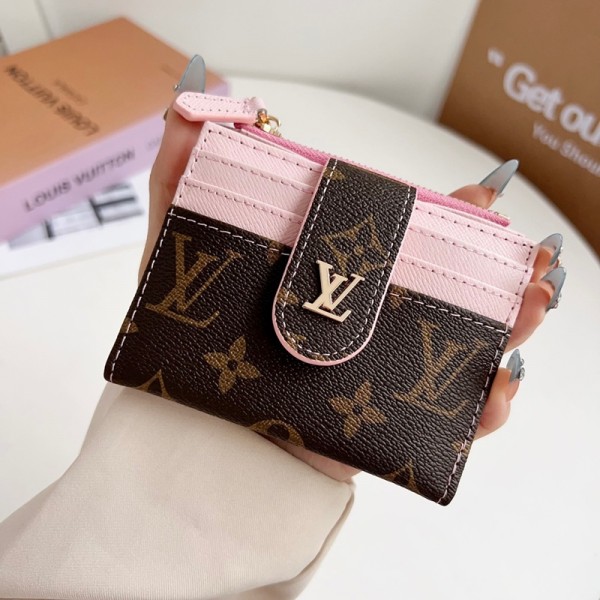 Lv ルイヴィトンハイブランド財布 二つ折り財布 レディース PU革 スキミング防止 ウォレットファスナー ミニ財布 カード収納財布 コンパクト カードケース 小銭入れ キーケース 多収納 多機能 カジュアル