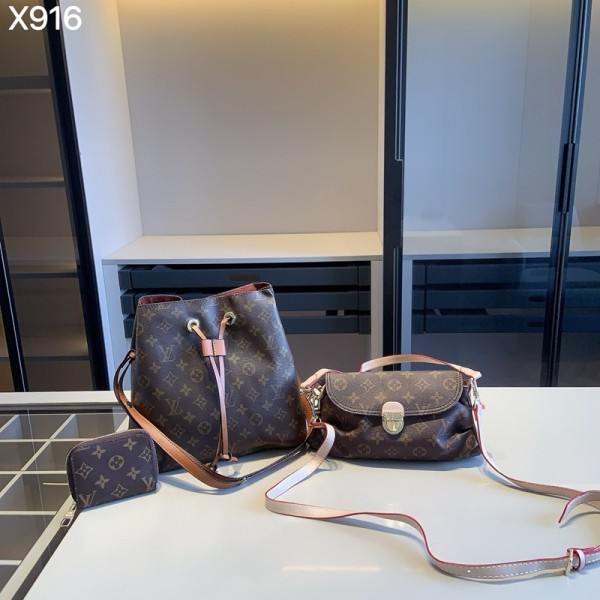 Lv ルイヴィトン ブランドショルダーバッグ女性 肩掛けバッグ ミニ財布3点セット ブランドバケットバッグ 男女兼用ブランド手持ちバッグ鞄ブランドミニバッグコーデ
