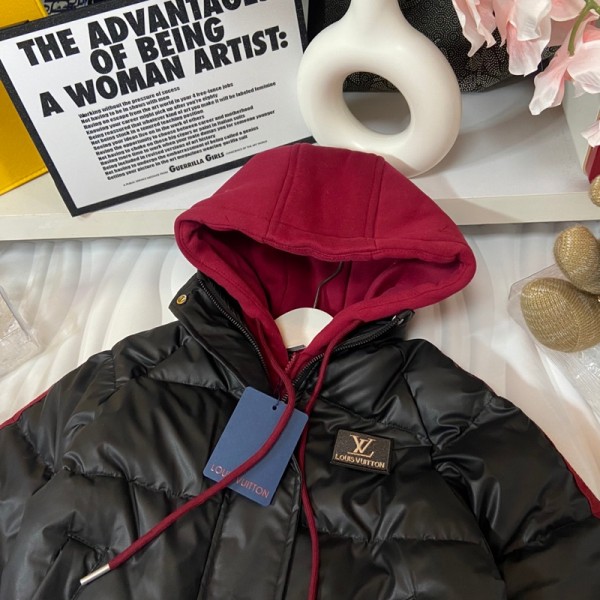 Lv ルイヴィトンハイブランドキッズ服 ダウンジャケット 男の子 中綿コート 撥水 子供服 アウター 中綿ジャケット フード付き 中綿 厚手 防寒着 防寒対策 冬 90¬170CM