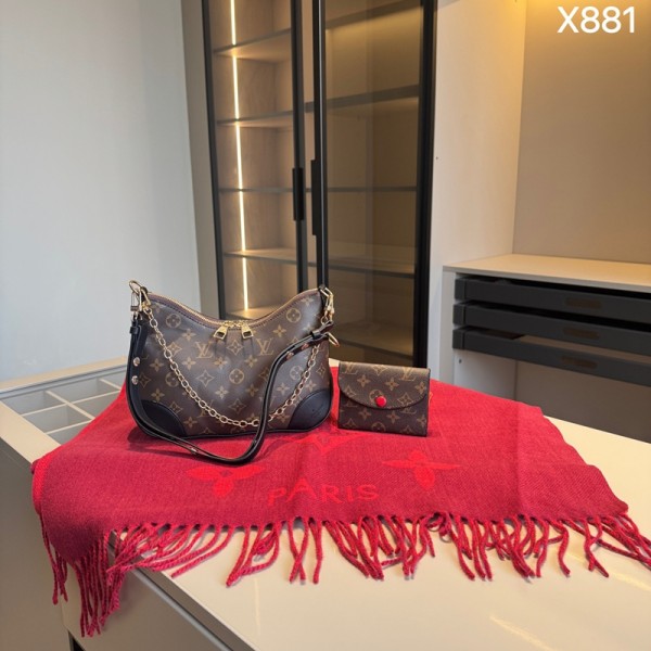 Lv ルイヴィトンハイブランド肩掛けバッグ ミニ財布 マフラー3点セット ショルダーバッグ インナーバッグ付き シンプル カバン 軽量 大容量 バッグ 書類 鞄 ファスナー レディース プレゼント 合皮