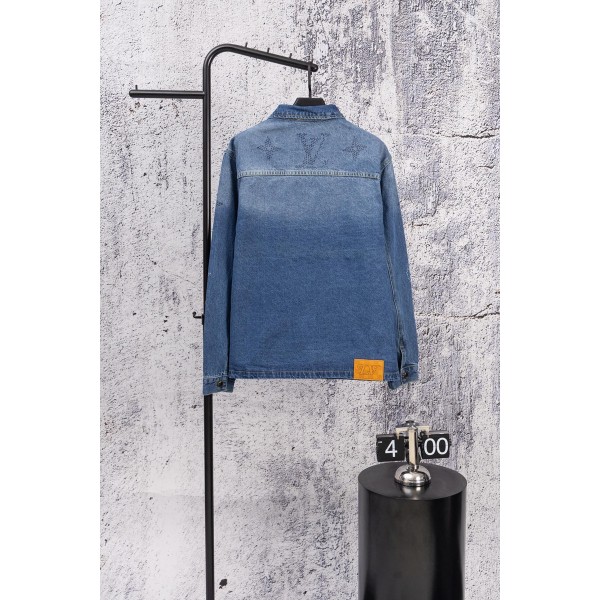 Lv ルイヴィトンハイブランド デニムシャツ メンズ 長袖 モノグラム柄 春服 秋服 デニム長袖シャツ S¬XL シャツジャケット 厚手 かっこいい 襟付き アメカジ ビンテージ 大きいサイズ アウター 春 秋 冬