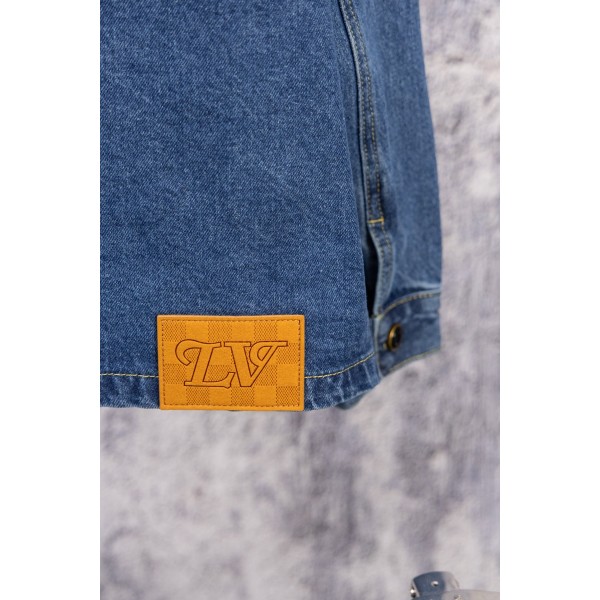 Lv ルイヴィトンハイブランド デニムシャツ メンズ 長袖 モノグラム柄 春服 秋服 デニム長袖シャツ S¬XL シャツジャケット 厚手 かっこいい 襟付き アメカジ ビンテージ 大きいサイズ アウター 春 秋 冬
