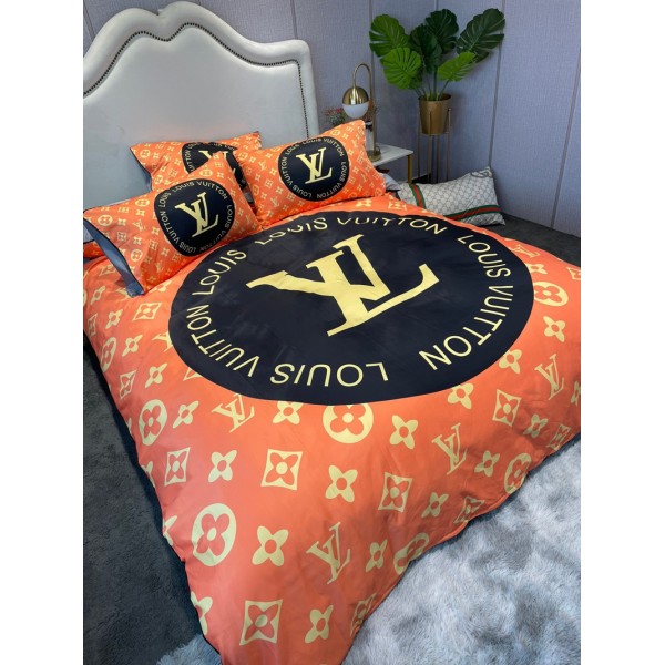 Lv ルイヴィトンブランドサマー寝具 4点セットスーパーコピー 布団カバー ブランド寝具 ベッドシート 激安通販 寝具 偽物 新作寝具 有名ブランド 