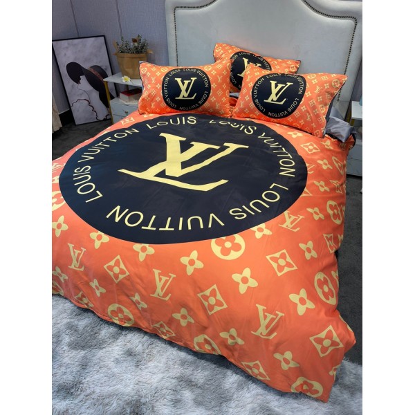 Lv ルイヴィトンブランドサマー寝具 4点セットスーパーコピー 布団カバー ブランド寝具 ベッドシート 激安通販 寝具 偽物 新作寝具 有名ブランド 