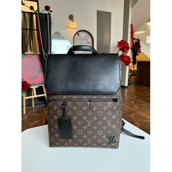 Lv ブランドルイヴィトンモノグラムエンボスリュック レザーバッグ フラップ式 メンズ バックパック 通勤 大容量 ビジネスリュック