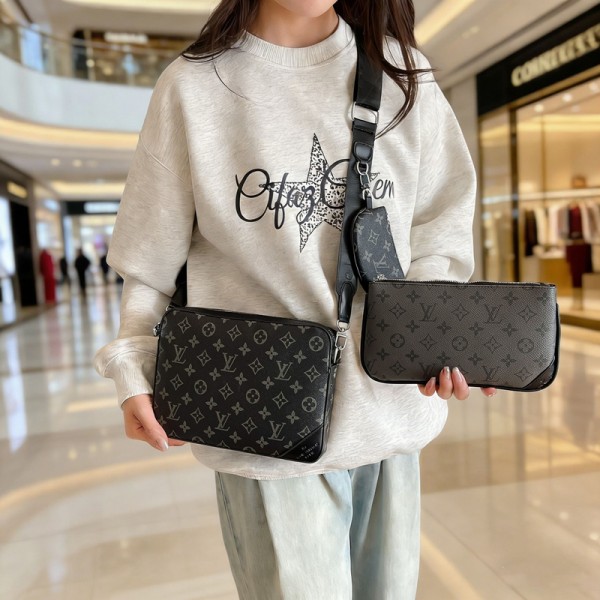 Lv ルイヴィトンハイブランドショルダーバッグ メンズ PU革 肩掛けバッグ コンパクト 2WAY 横 前掛け レザーバッグ ショルダー カバン 斜めがけバッグ