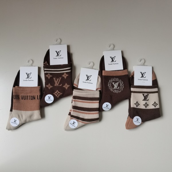 Lv ルイヴィトンブランド ストッキング 大人気コットン 靴下 メンズ 通気性浅口ソックス 女の子好き 韓国上質な コットン ソックス くつした