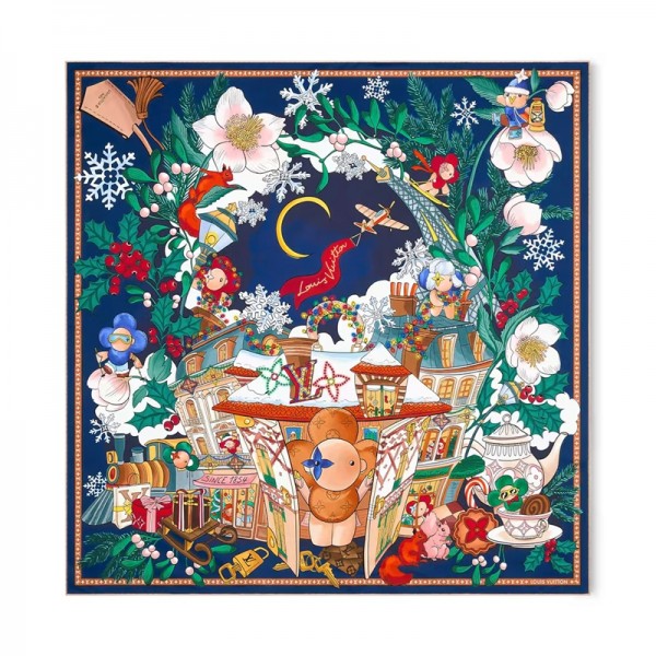 ルイヴィトンLV ブランドシルクスカーフ レディース スクエアスカーフ 90×90cm 芸術的 絵画柄 軽量 サテン ハンカチ 正方形 ネックスカーフ 多機能 装飾 ネッカチーフ バンダナ 頭飾り 髪の包帯