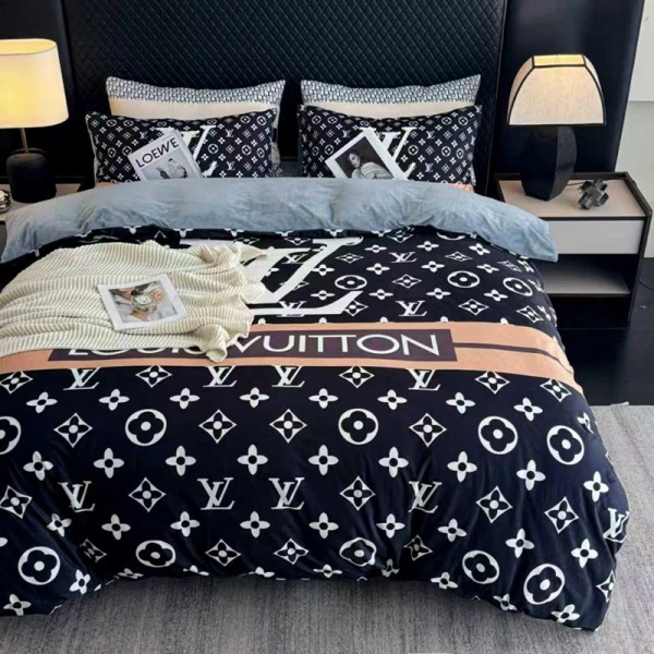 Lv ルイヴィトンシングル セミダブル ダブル 布団カバー セットハイブランド激安布団カバー ベッドシート 枕カバー 4点セット綿 コットンブランド 布団カバー コピー寝具 有名ブランド