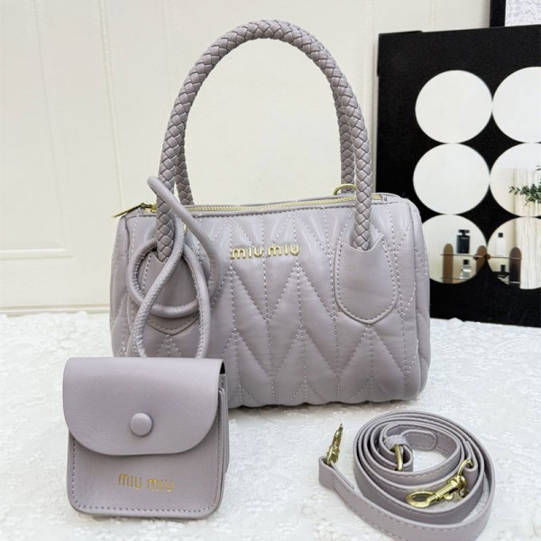 ミュウミュウ MiuMiuハイブランドミニボストンバッグ ショルダーバック ボックス型 手提げバッグ PUレザー レディース 斜め掛けバッグ 肩掛けバッグ 小さめ ミニバッグ スクエアショルダーバッグ