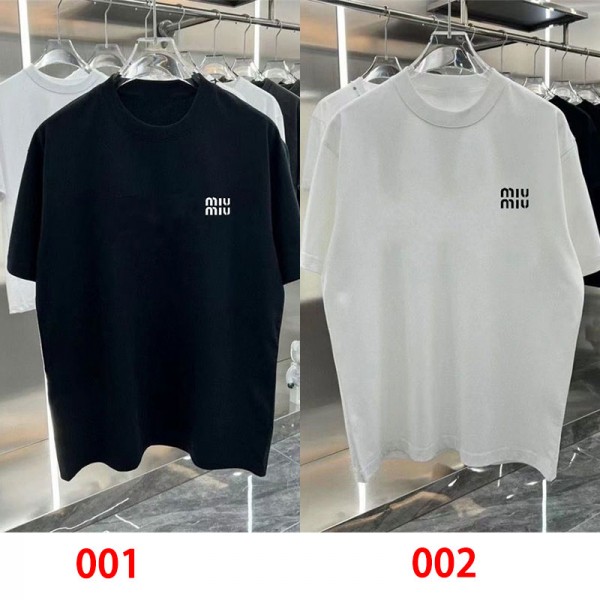 ミュウミュウ MiuMiuブランドtシャツカットソー コピーtシャツハイブランド夏ブランド半袖tシャツハイブランドtシャツ偽物レディースメンズ 激安 M - 4XL