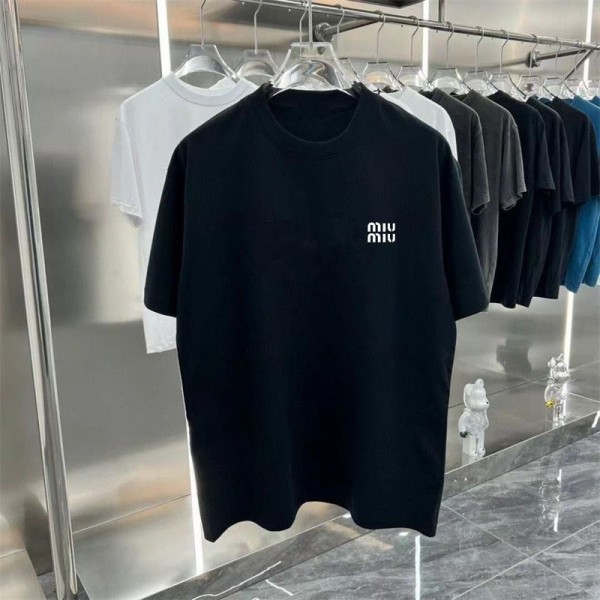 ミュウミュウ MiuMiuブランドtシャツカットソー コピーtシャツハイブランド夏ブランド半袖tシャツハイブランドtシャツ偽物レディースメンズ 激安 M - 4XL