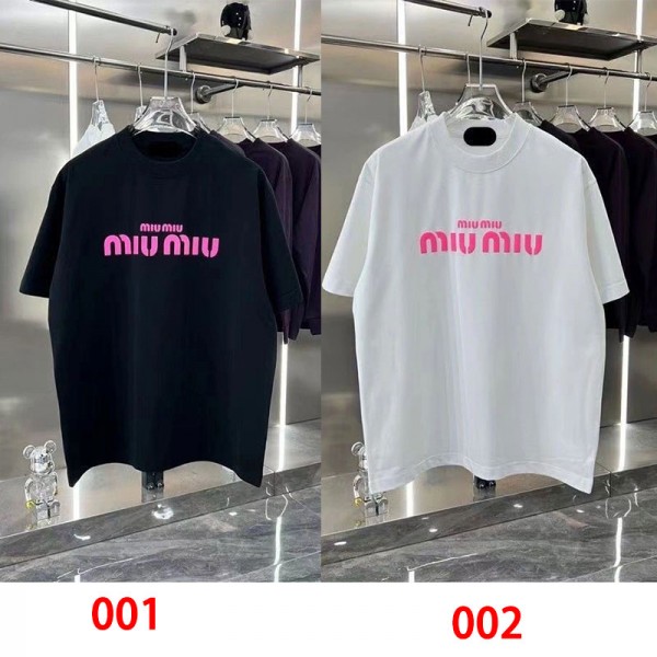 ミュウミュウ MiuMiuハイブランドtシャツ偽物レディースメンズ 激安 ブランドtシャツオーバーサイズブランドtシャツ高品質tシャツ ユニセック ブランドM - 4XL