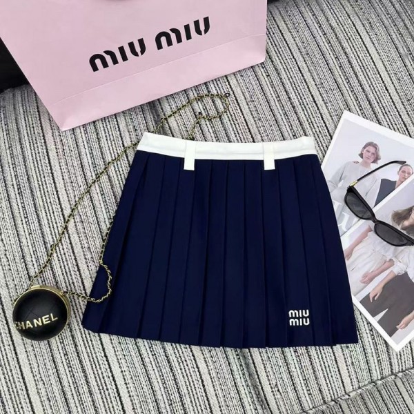 ブランド MIUMIU プリーツスカート ミュウミュウ ミニ スカート レディース ミニ 美脚 セクシースカート 通勤 オフィス OL 制服 大きいサイズ Aライン 春 夏 プリーツ 超ミニ 美尻 スカート ハイウエスト