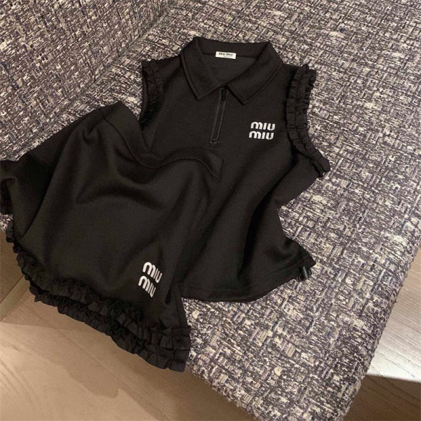 ミュウミュウ MiuMiuブランド夏 半袖 セットアップ レディース 上下セット ジャージ 韓国風 S - L ハーフジップ ショートパンツ 2点セット バイカラー ワッフル生地 カジュアル おしゃれ スポーツ 部屋着 ルームウェア ゆったり