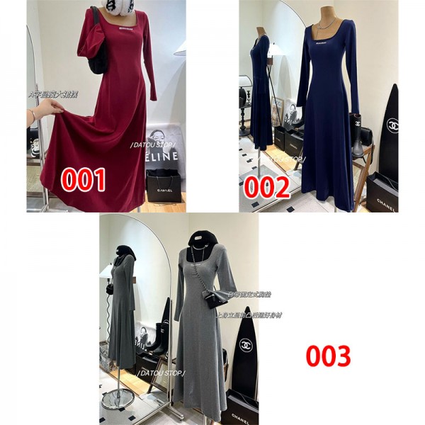 ミュウミュウ MiuMiuハイブランドロングワンピース レディース ワンピース ロング Tシャツワンピ 春秋 着痩せ 長袖 おしゃれ タイト 気質 大人 カジュアル シンプル 楽ちん 着回し おしゃれ お出かけ 通勤