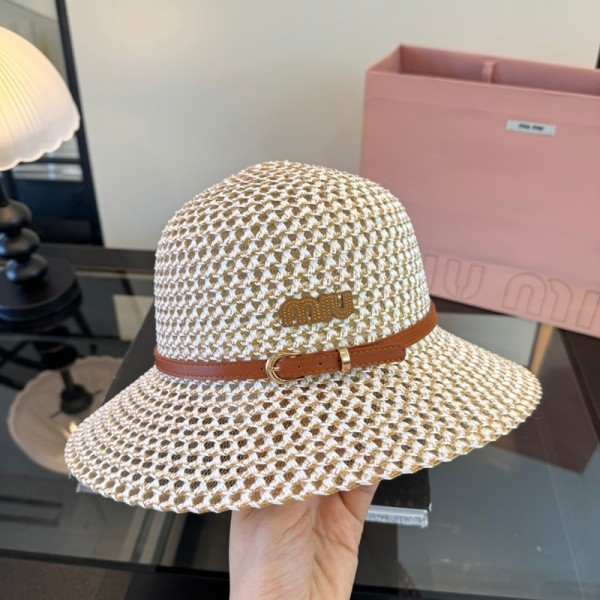 ミュウミュウブランド帽子 レディース 麦わら帽子 ハット MIUMIUストローハット レディース 日焼け uvカット 日除け帽子 小顔効果 つば広 春夏 大きいサイズ