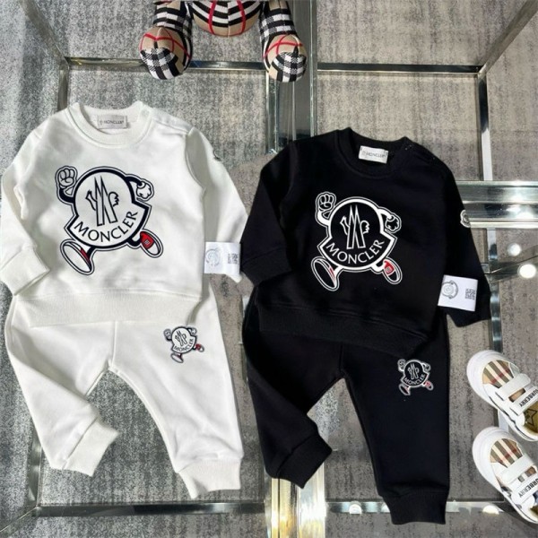 モンクレール ベビー服 2点 セットアップ スウェット 上下セットハイブランド Moncler キッズ服トレーナー パンツ 長袖  くまさん キッズ服 薄手 ベビー服 73cm 80cm 90cm 100cm 110cm