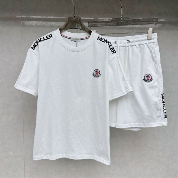 Moncler モンクレールハイブランドtシャツ パンツ 夏服 メンズ セットアップ Tシャツ 半袖 上下 セット 刺繍 M - 5XL ゆったり おしゃれ 上下スウェット 服 トップス ハーフパンツ ショート パンツ アップ 人気 スポーツウェア セットアップ春夏 tシャツ 快適