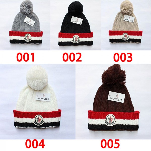 Moncler モンクレールブランドレディース 冬用ポンポンビーニー帽 暖かい 厚手 ニットキャップ ニット帽 スカルスキーキャップ
