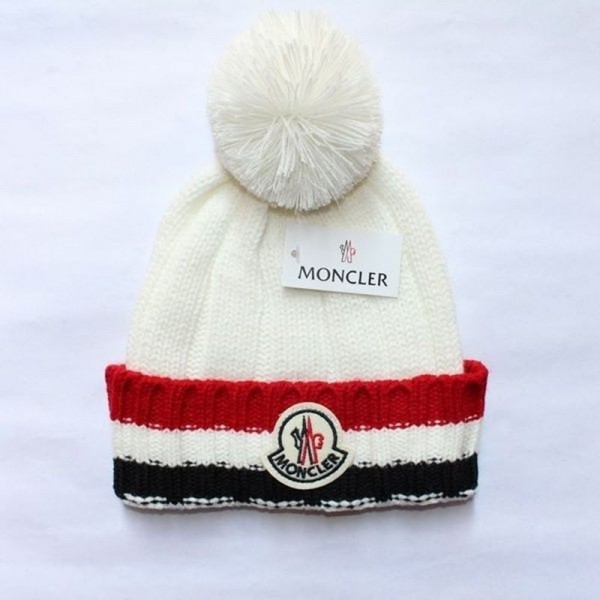Moncler モンクレールブランドレディース 冬用ポンポンビーニー帽 暖かい 厚手 ニットキャップ ニット帽 スカルスキーキャップ