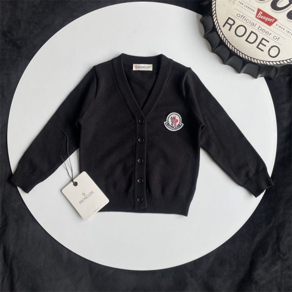 Moncler モンクレールハイブランドキッズ カーディガン 女の子 男の子 ニット 薄手 長袖 コート 子供服 ジュニア 学生 スクールセーター セミフォーマル 防風防寒 通園通学 無地 90-150cm