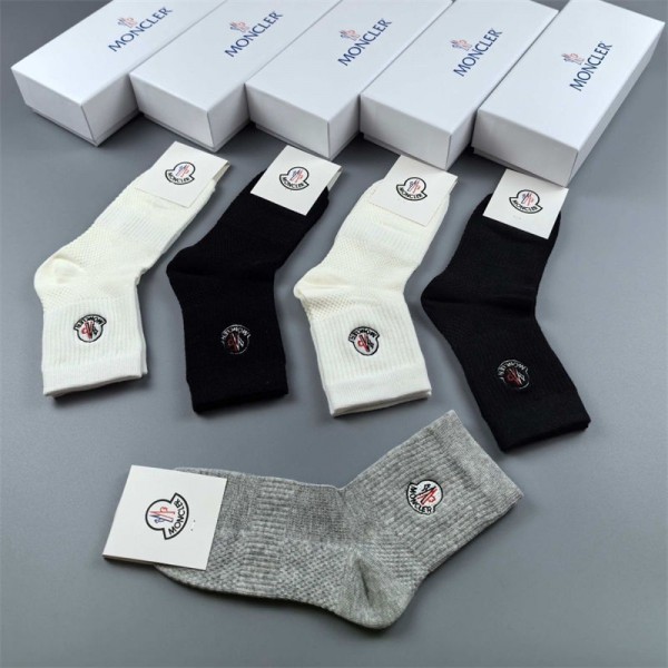 Moncler モンクレールハイブランド ソックス 綿製ブランドミドルソックス 高品質浅口ソックス 女の子好き 韓国上質な コットン ソックス くつした 5足セット