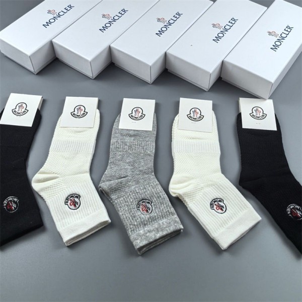 Moncler モンクレールハイブランド ソックス 綿製ブランドミドルソックス 高品質浅口ソックス 女の子好き 韓国上質な コットン ソックス くつした 5足セット
