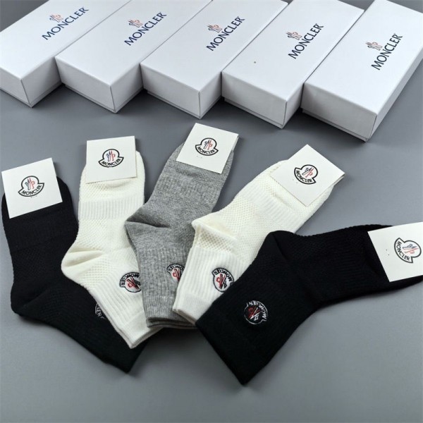 Moncler モンクレールハイブランド ソックス 綿製ブランドミドルソックス 高品質浅口ソックス 女の子好き 韓国上質な コットン ソックス くつした 5足セット