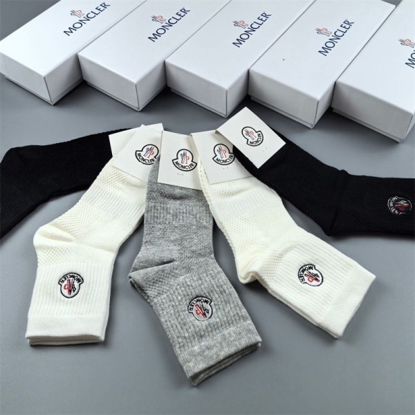 Moncler モンクレールハイブランド ソックス 綿製ブランドミドルソックス 高品質浅口ソックス 女の子好き 韓国上質な コットン ソックス くつした 5足セット