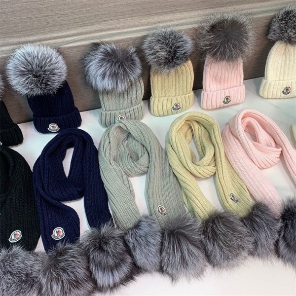 Moncler モンクレールハイブランド 秋冬 キッズマフラーブランドニットキャップ パロディ 子供ビーニー 激安 冬秋 スカーフ ファッション 使い心地よいファッション ふさ飾り 男女兼用 ギフト