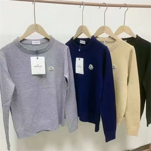 Moncler モンクレールブランドセーター レディース リブニット 長袖 カットソー 無地 トップス メンズ リブ おしゃれ かわいい ニット 秋 冬 ストレッチ 通勤 シンプル M - 2XL