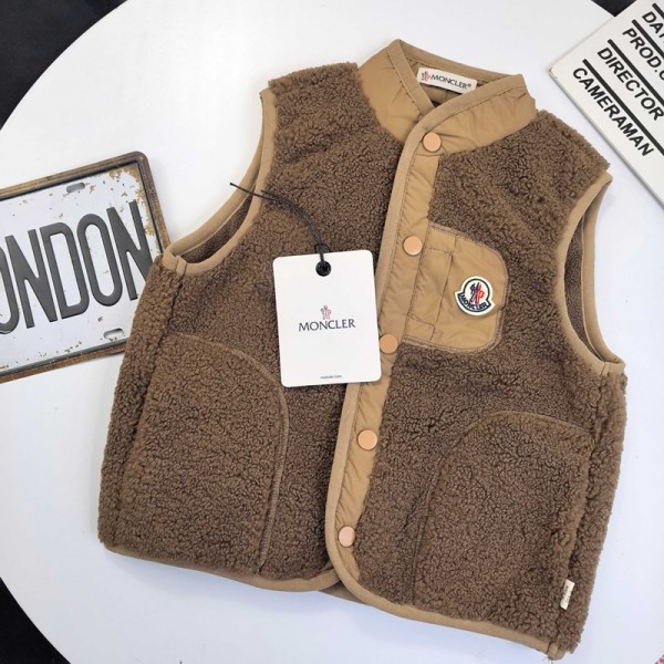 Moncler モンクレールハイブランドキッズ ボアベスト 男の子 女の子 フリースベスト 子供服 ふわふわ もこもこ 無地 起毛 春秋冬 柔軟 暖かめ ホットコット90-150cm