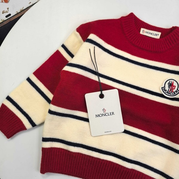 Moncler モンクレール ブランド子供ニット プルオーバー キッズ ガールズ セーター カットソー カジュアルトップス キッズ 女の子 かわいい ニット上着 90-150cm