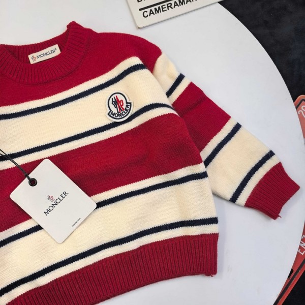Moncler モンクレール ブランド子供ニット プルオーバー キッズ ガールズ セーター カットソー カジュアルトップス キッズ 女の子 かわいい ニット上着 90-150cm