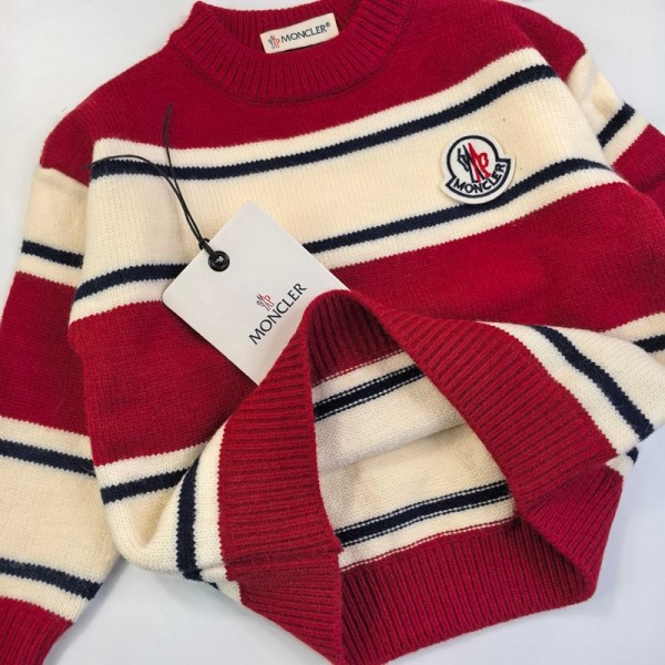 Moncler モンクレール ブランド子供ニット プルオーバー キッズ ガールズ セーター カットソー カジュアルトップス キッズ 女の子 かわいい ニット上着 90-150cm