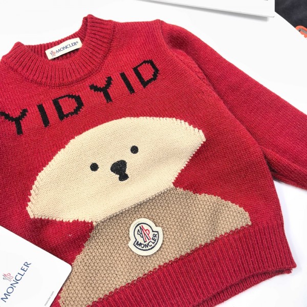 Moncler モンクレールブランド セーター キッズ長袖ニット 子供服 女の子 保温 防寒 ニット トップス 90-140cm 北欧風 動物柄 ジャカード編み 厚手 ゆったり 可愛い クリスマス 春 秋 冬 小学生 中学生 
