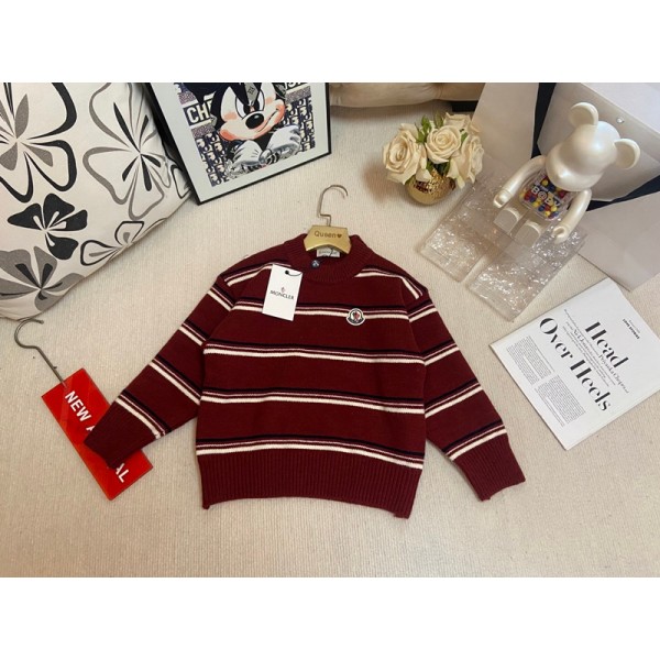 Moncler モンクレールブランドセーター ボーイズ 子供セーター キッズ トップス 長袖 90¬140cm ニットセーター ボーイズ 子供服 かわいい ニット ボーダー柄  秋冬 ジュニア 防寒 男の子 女の子 お正月 新年