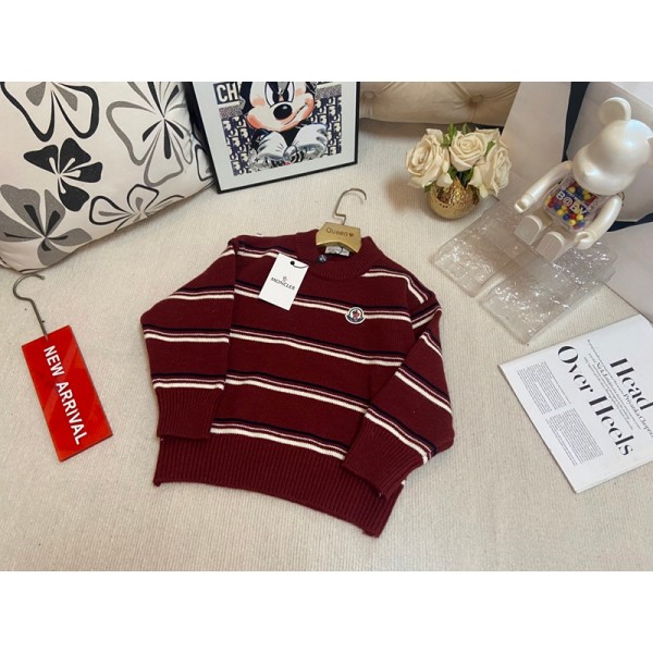 Moncler モンクレールブランドセーター ボーイズ 子供セーター キッズ トップス 長袖 90¬140cm ニットセーター ボーイズ 子供服 かわいい ニット ボーダー柄  秋冬 ジュニア 防寒 男の子 女の子 お正月 新年