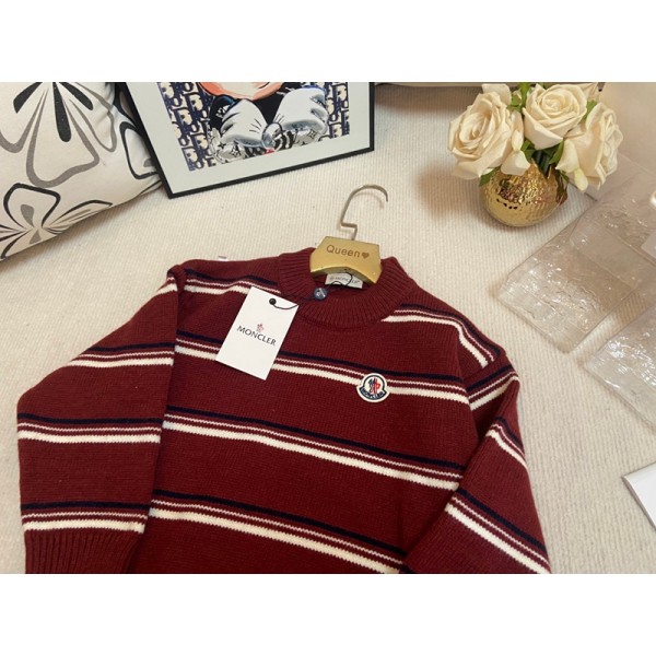 Moncler モンクレールブランドセーター ボーイズ 子供セーター キッズ トップス 長袖 90¬140cm ニットセーター ボーイズ 子供服 かわいい ニット ボーダー柄  秋冬 ジュニア 防寒 男の子 女の子 お正月 新年