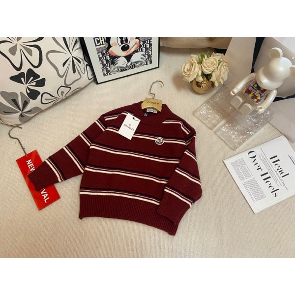 Moncler モンクレールブランドセーター ボーイズ 子供セーター キッズ トップス 長袖 90¬140cm ニットセーター ボーイズ 子供服 かわいい ニット ボーダー柄  秋冬 ジュニア 防寒 男の子 女の子 お正月 新年